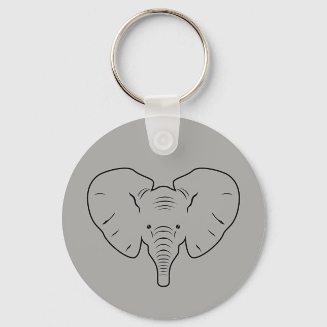 Elephant face silhouette keychain (Front)