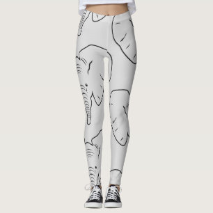 Elephant face silhouette leggings