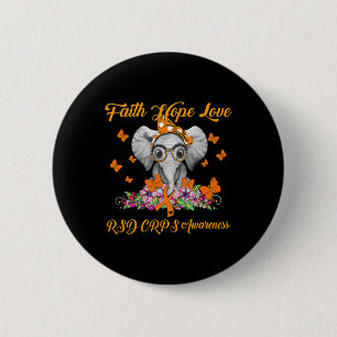 Elephant Faith Hope Love RSD CRPS Awareness  2 Inch Round Button