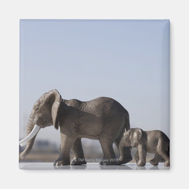 Elephant Family background blue sky Magnet (Front)