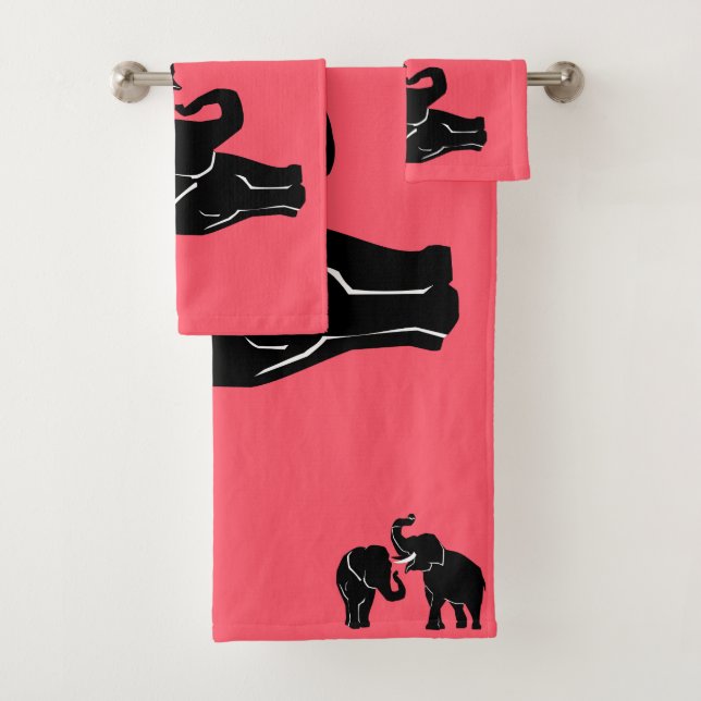 Elephant Family Bath Towel Set Couple - Your Colou (Insitu)