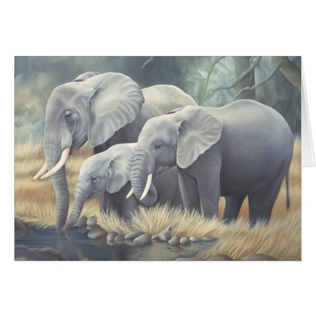 "Elephant Family" Card (Front Horizontal)