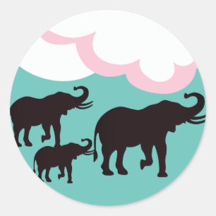 Elephant Family Classic Round Sticker