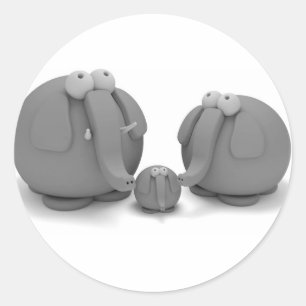 Elephant family classic round sticker