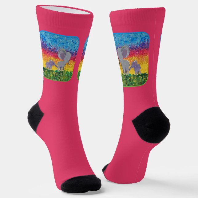 Elephant Family Crew Socks (Angled)