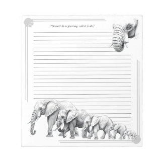 Elephant Family Growth Journey with Lines Notepad