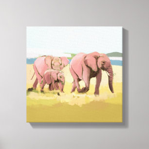 Elephant Family In The Wild  Canvas Print