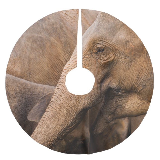Elephant Family: Majestic Wildlife Brushed Polyester Tree Skirt (Front)
