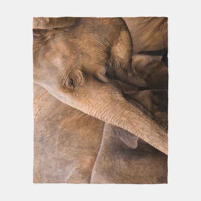 Elephant Family: Majestic Wildlife Fleece Blanket (Front)