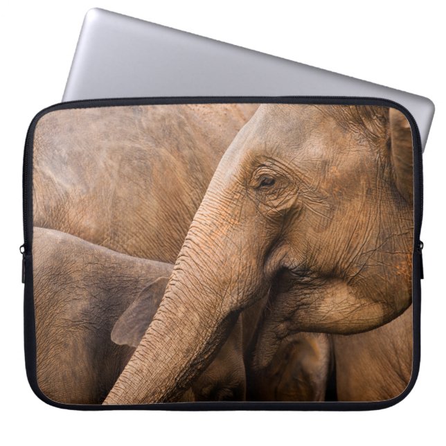 Elephant Family: Majestic Wildlife Laptop Sleeve (Front)