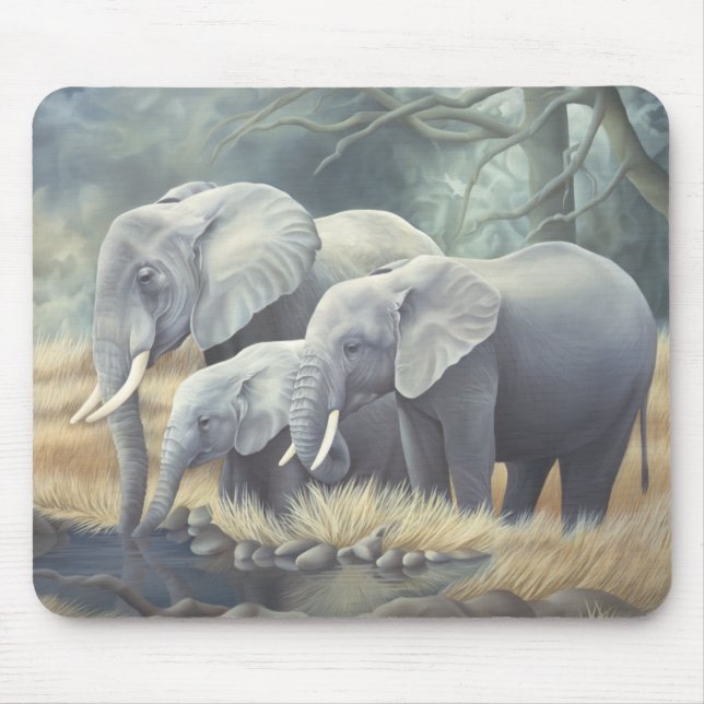 "Elephant Family" Mousemat Mouse Pad (Front)