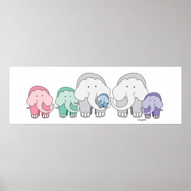 Elephant Family Poster Print (Front)