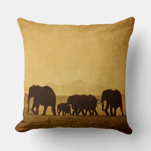Elephant Family Throw Pillow (Front)