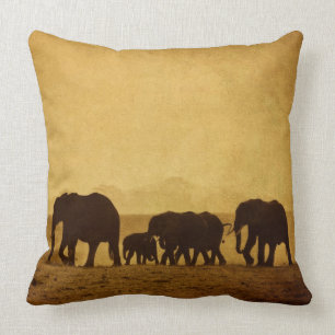 Elephant Family Throw Pillow