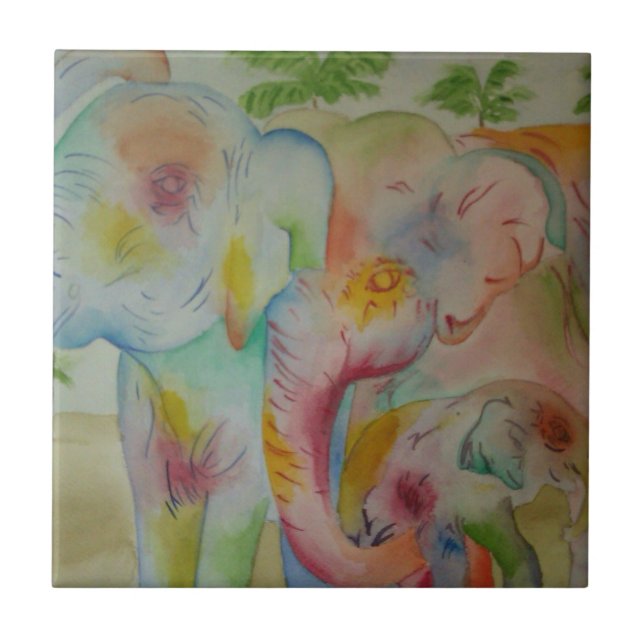 Elephant Family Tile (Front)