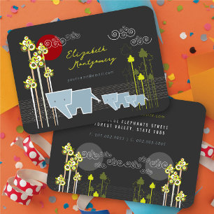 Elephant Family Trio In The Forest Profile Cards