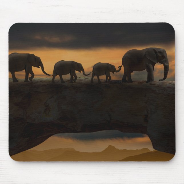 Elephant Family Walking in a Row Mouse Pad (Front)