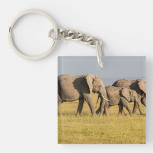 Elephant Family Walking Keychain
