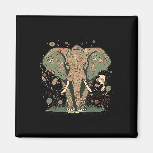 Elephant Fans' Stylish Artistic Save The Elephants Magnet (Front)