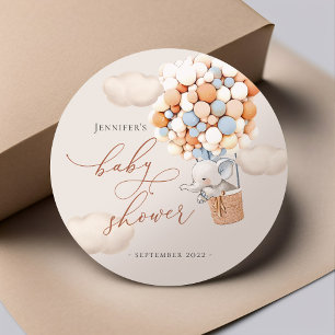 Elephant Favour Tags! Baby Shower Classic Round St Sticker