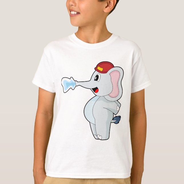 Elephant Firefighter Fire helmet Fire department T-Shirt (Front)