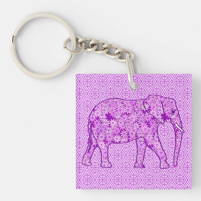 Eléphant fleur - améthyste violet (Devant)