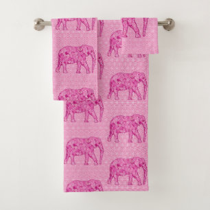 Eléphant Fleur, Fuchsia et Pastel Pink