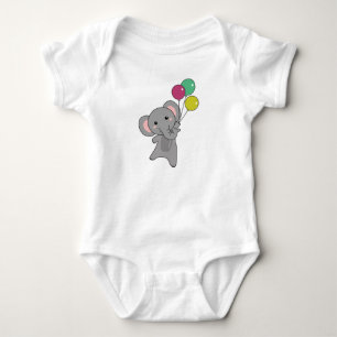 Elephant Flies With Balloons Sweet Animals kids Baby Bodysuit