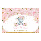 Elephant Floral Baby Shower Backdrop Banner