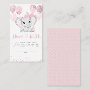 Elephant Floral Baby Shower Diaper Raffle Enclosure Card