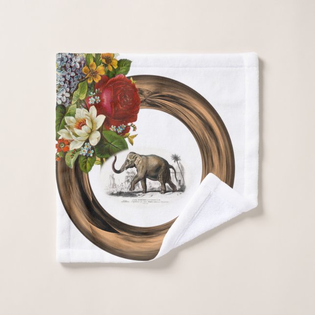 Elephant Floral Bathroom Towel Sets (Wash Cloth)