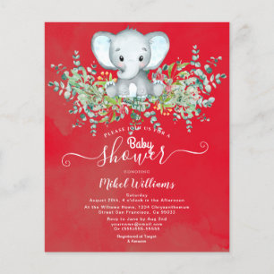 Elephant Floral Eucalyptus Baby shower Invitations Flyer