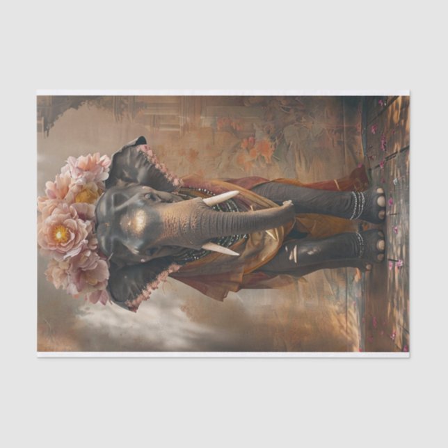 Elephant Floral Harmony Tissue Paper (Front)