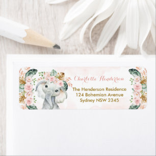Eléphant Floral Rose Blush Boho Baby Girl