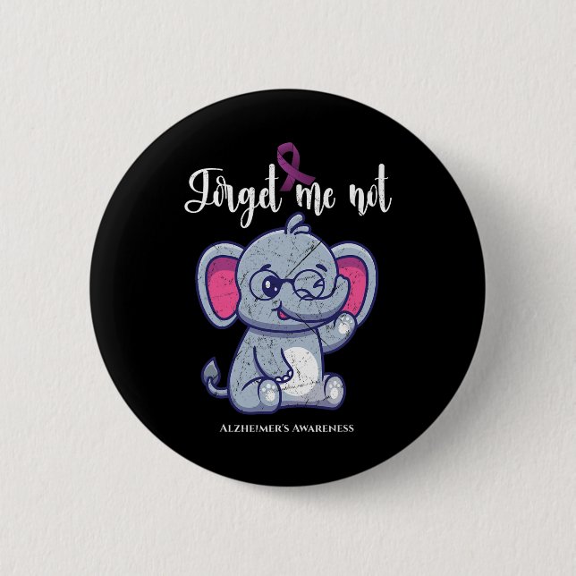 Elephant Flower Forget Me Not Alzheimerheimer Awar 2 Inch Round Button (Front)