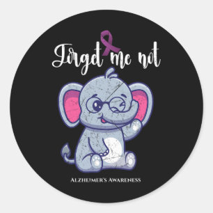 Elephant Flower Forget Me Not Alzheimerheimer Awar Classic Round Sticker
