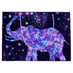 Elephant Flowers - Add Your Photo / Text / Name Large Gift Bag