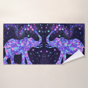 Elephant Flowers - Add Your Picture / Text / Name Bath Towel Set