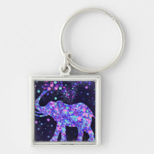 Elephant Flowers - Add Your Picture / Text / Name Keychain