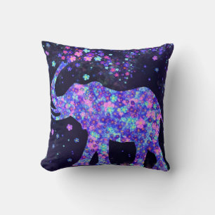 Elephant Flowers - Add Your Picture / Text / Name Throw Pillow
