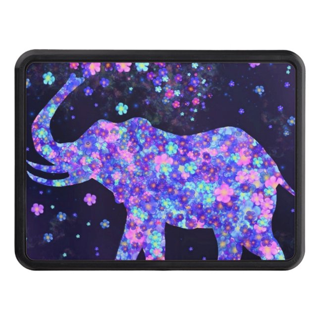 Elephant Flowers - Add Your Picture / Text / Name Trailer Hitch Cover (Front)