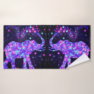 Elephant Flowers Bath Towels