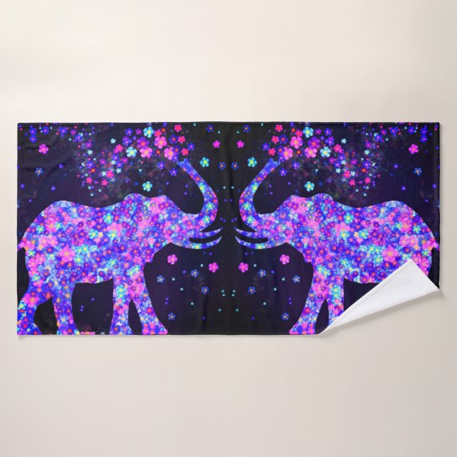 Elephant Flowers Bath Towels (Bath Towel)