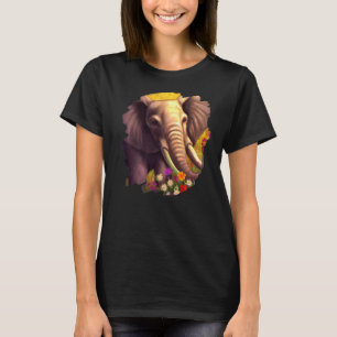 Elephant Flowers Cute Painting Flower Elephant 1 T-Shirt