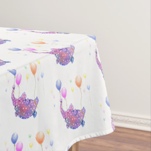 Elephant Flying Tablecloth Colourful Balloons