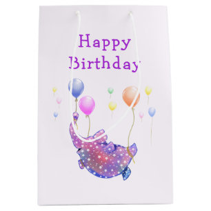 Elephant Flying with Balloons Birthday Gift Bag