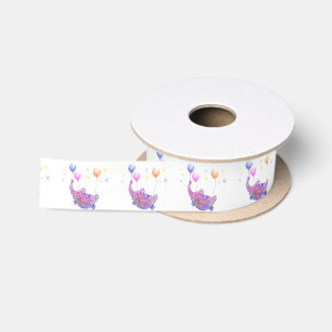 Elephant Flying with Balloons Funny Ribbon Satin Ribbon