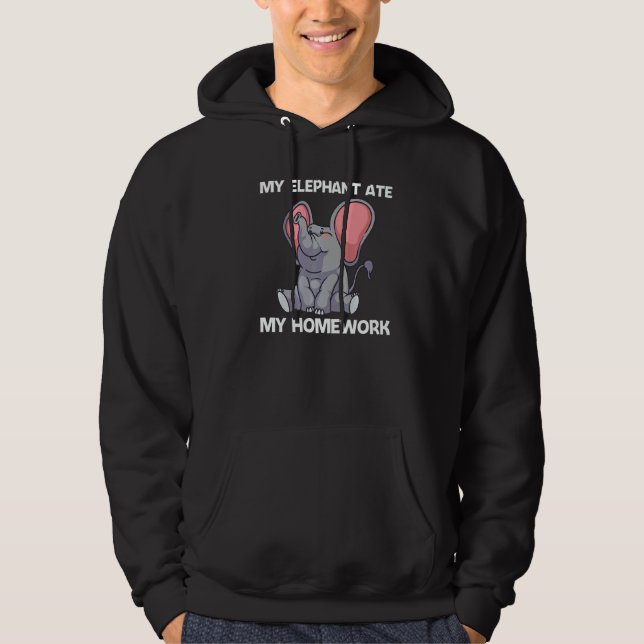 Elephant For Kids Boys Wildlife Indian Elephant Hoodie (Front)
