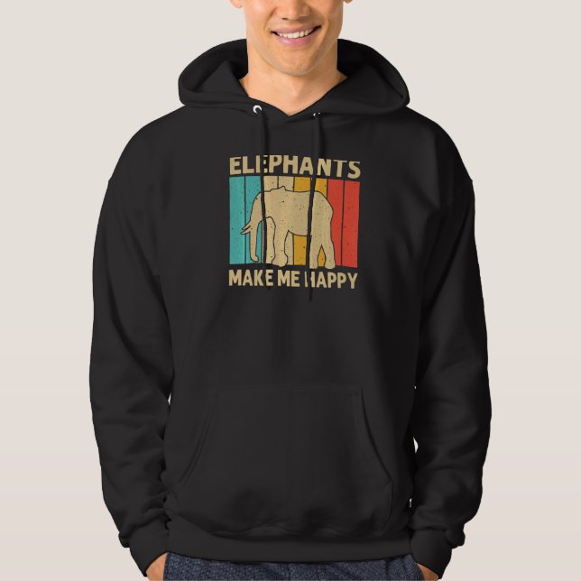 Elephant For Men Women Indian Elephant Mammoth Vin Hoodie (Front)