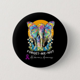 Elephant Forget-me-not Heimer’s Awareness 2 Inch Round Button